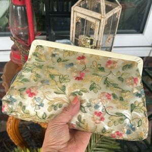 Vintage JOLLES ORIGINAL Floral Embroidered Clutch